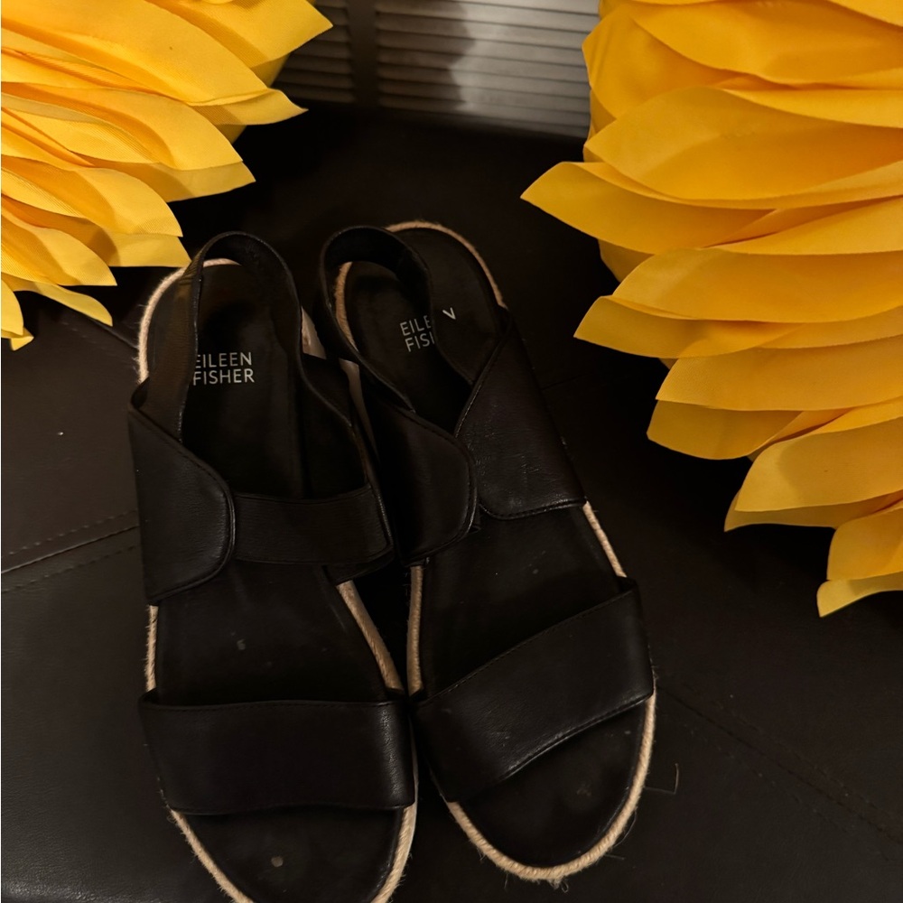 Eileen Fisher Black Minimalist Sandals